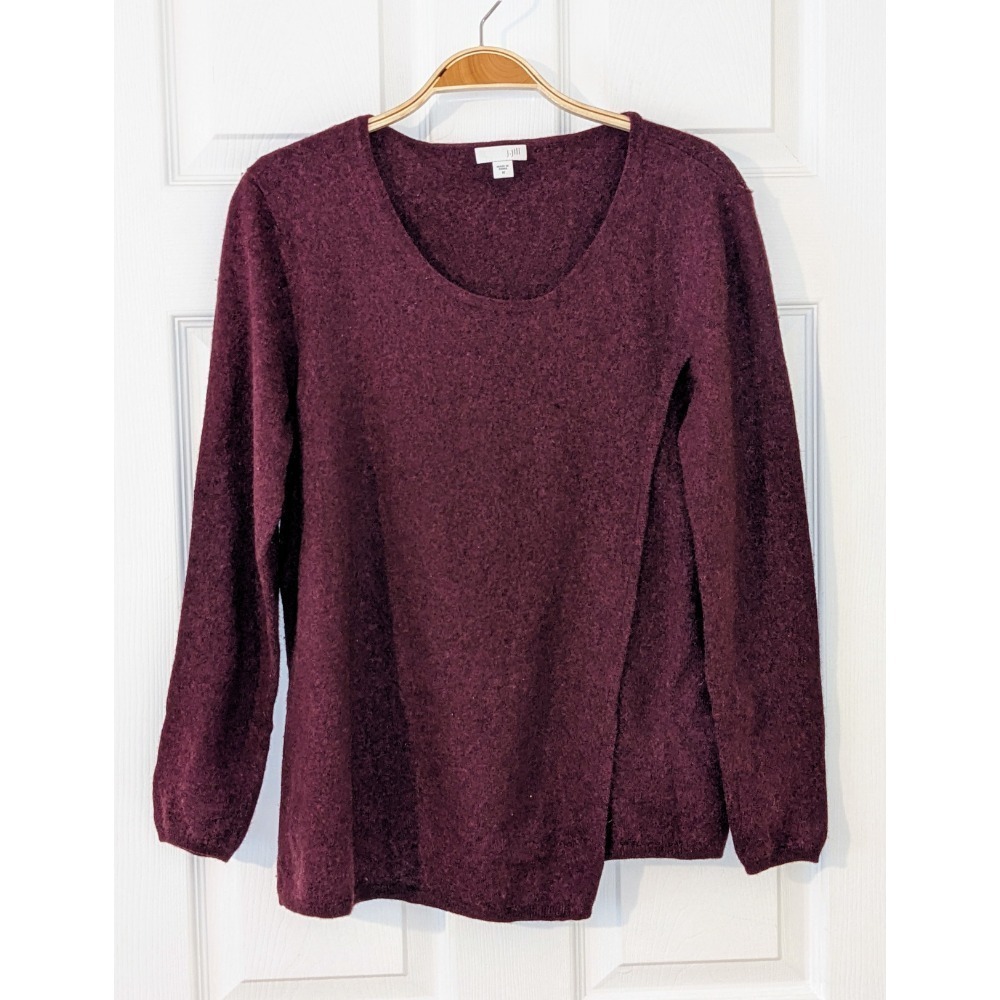 J. Jill Wool Blend Sweater Scoop‎ Neck Long Sleeve Casual Burgundy Medium